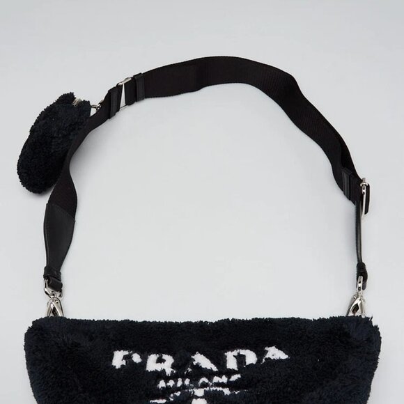 Prada Black Terry Triangle Logo Crossbody Bag 1BH190 - Picture 11 of 12